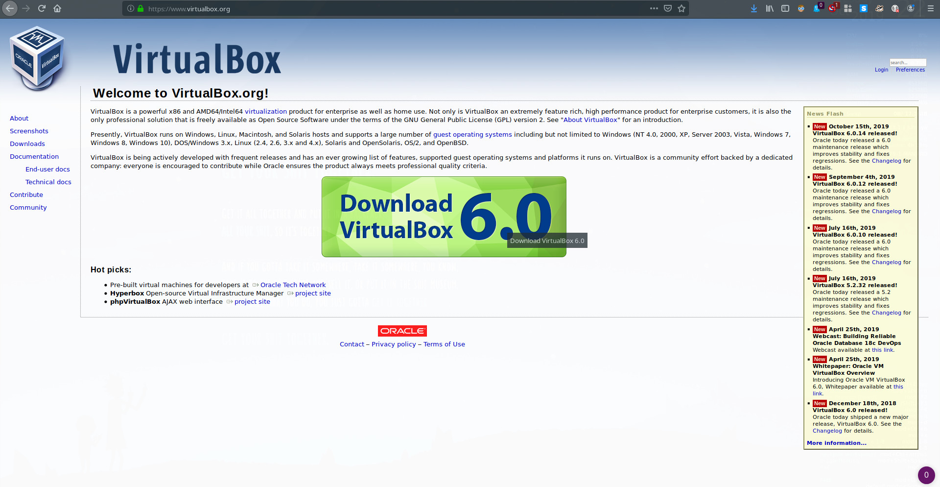 VBox Homepage