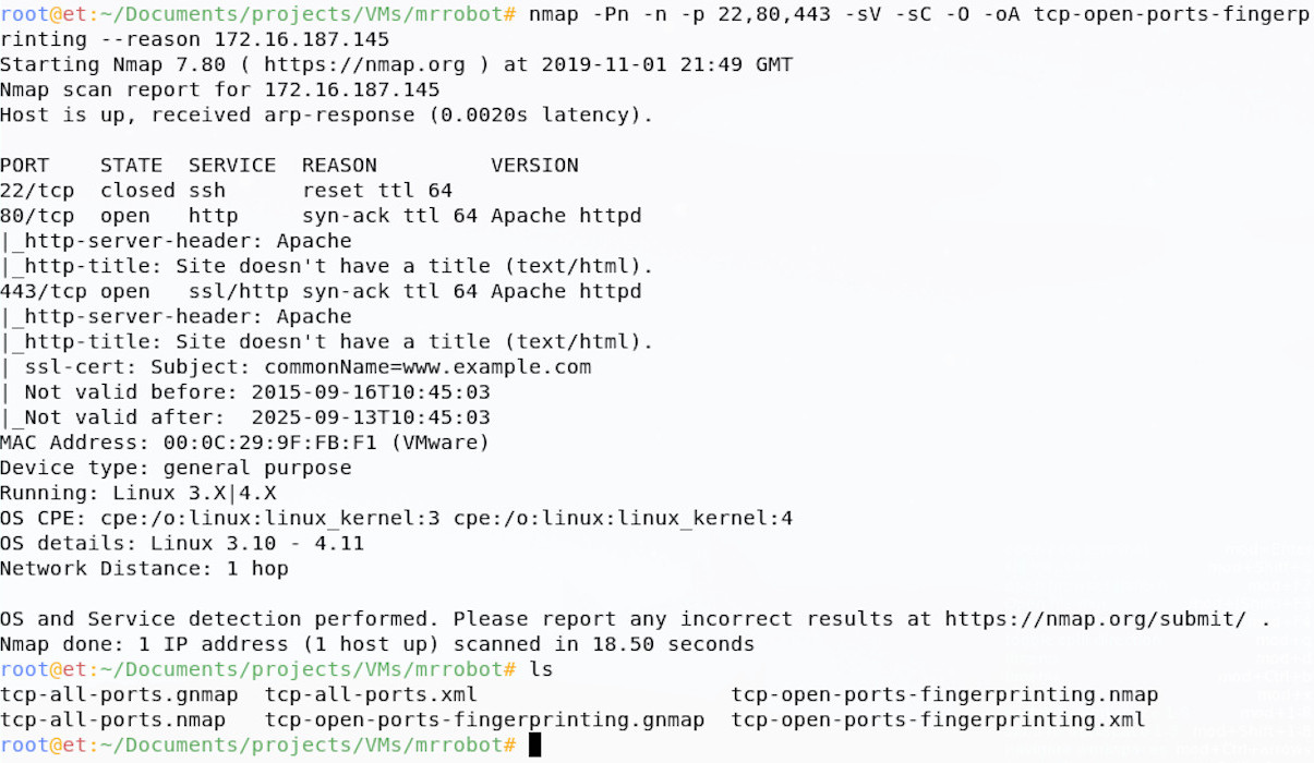 Nmap Output with scripts